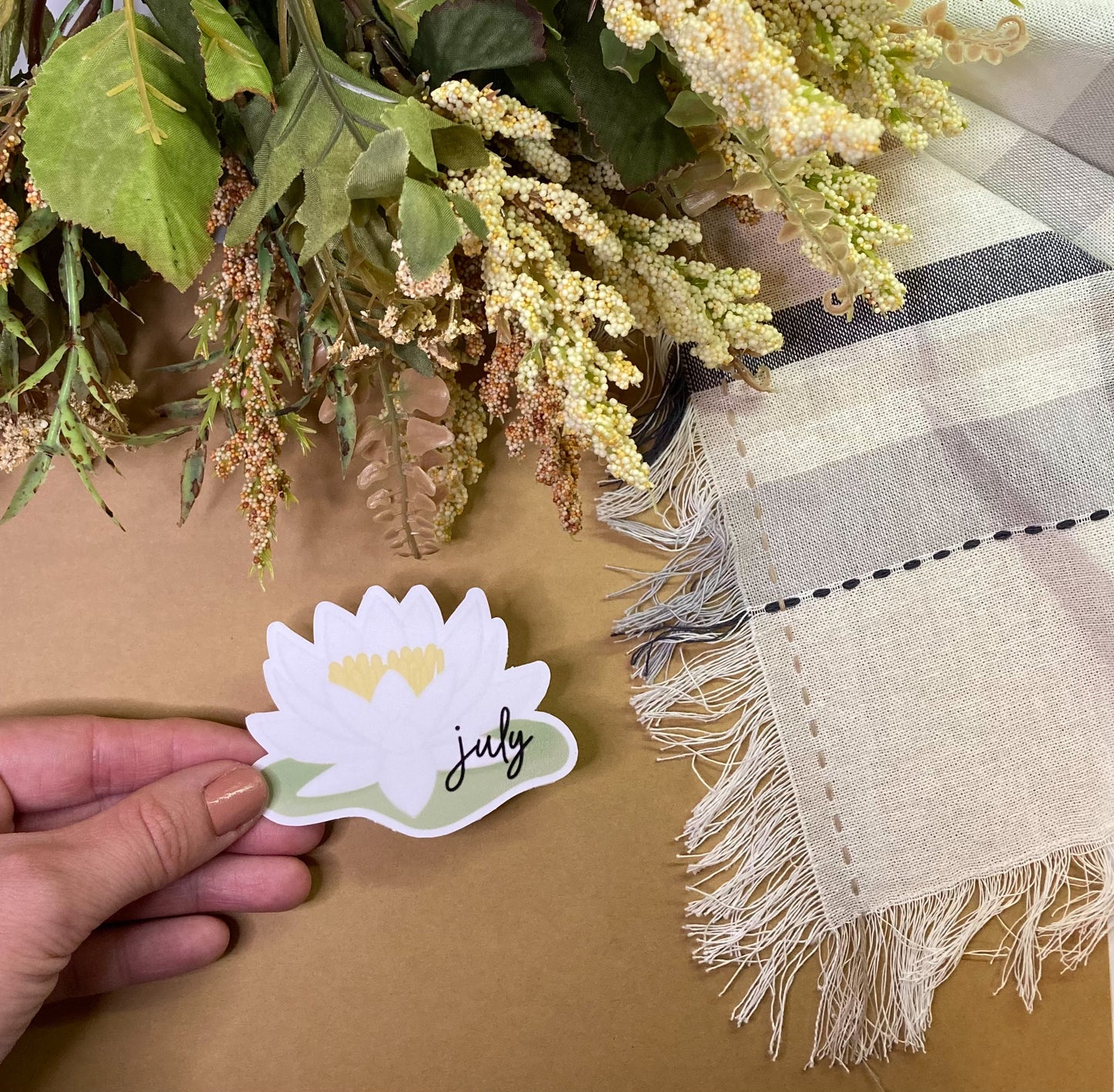 July Birth Month Flower Sticker Water Lily