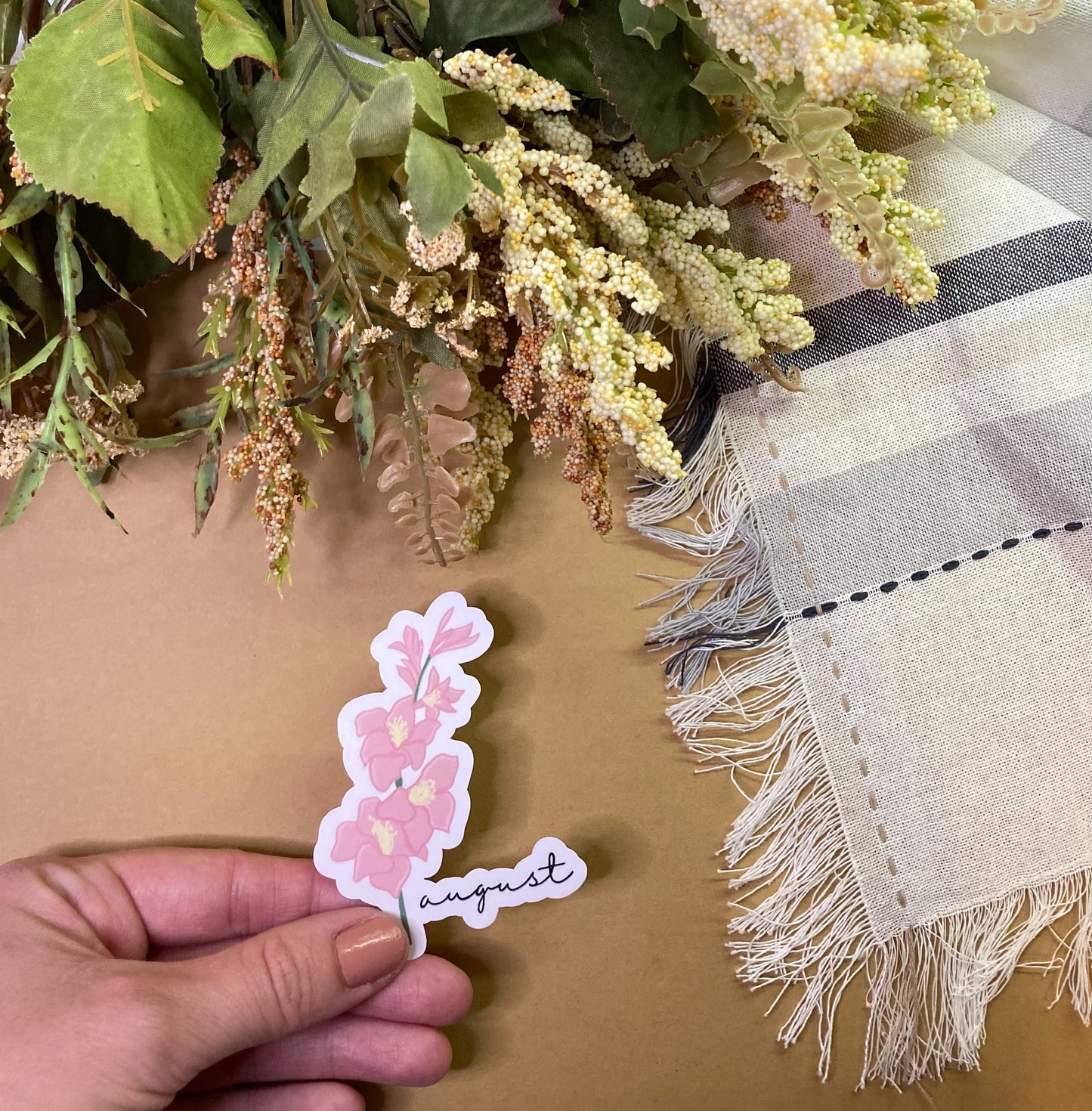 August birth flower sticker gladiolus vinyl decal