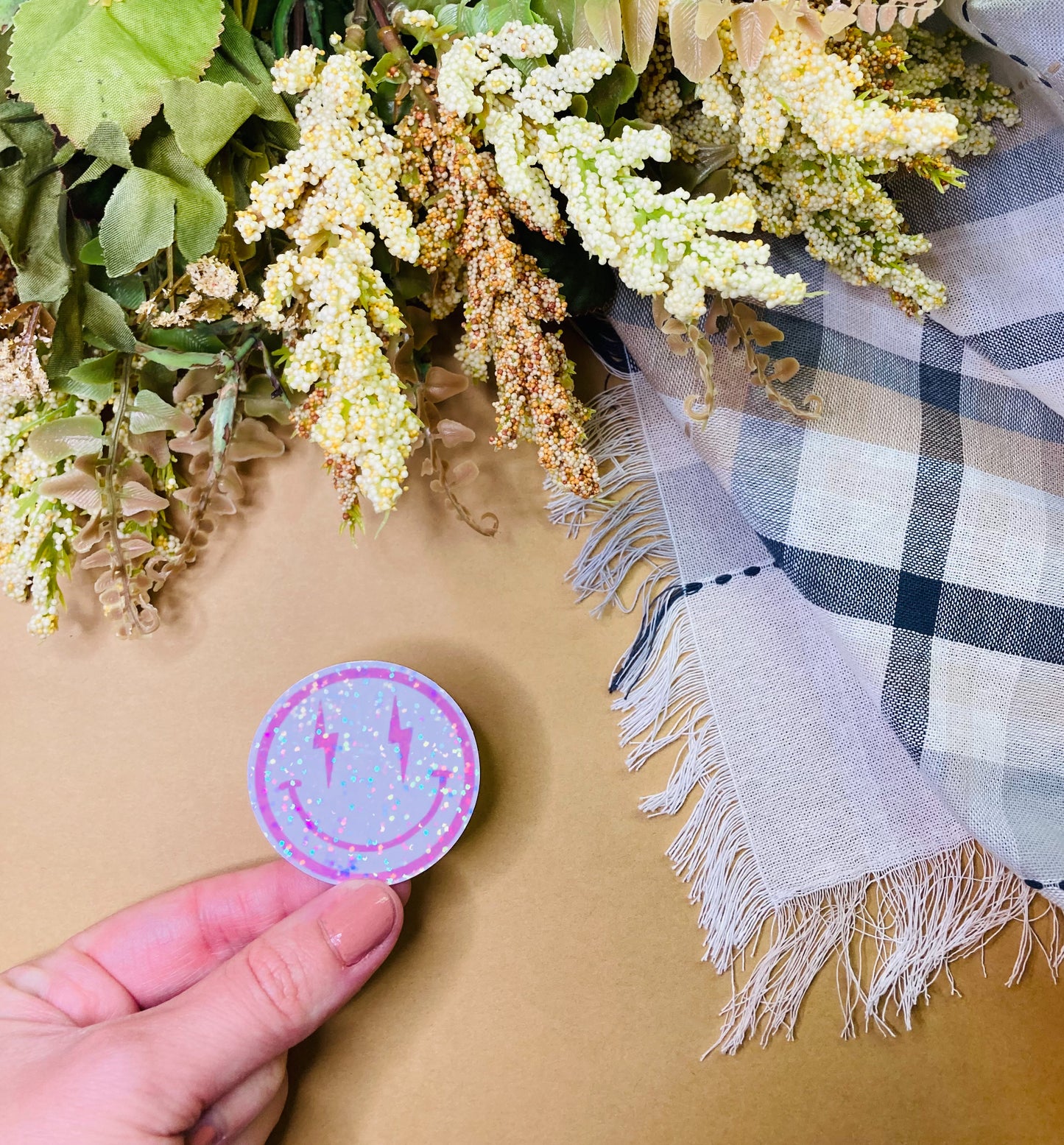 Pink Smiley Face Sticker