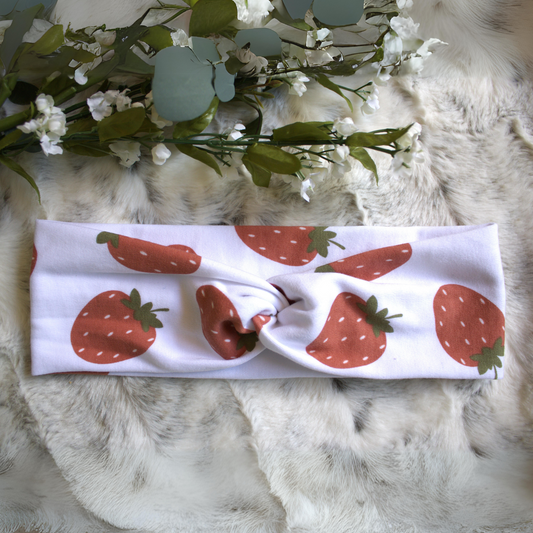 Big Strawberry Print Headband