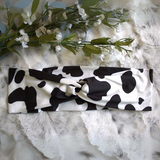 Black and White Cow Print Headband