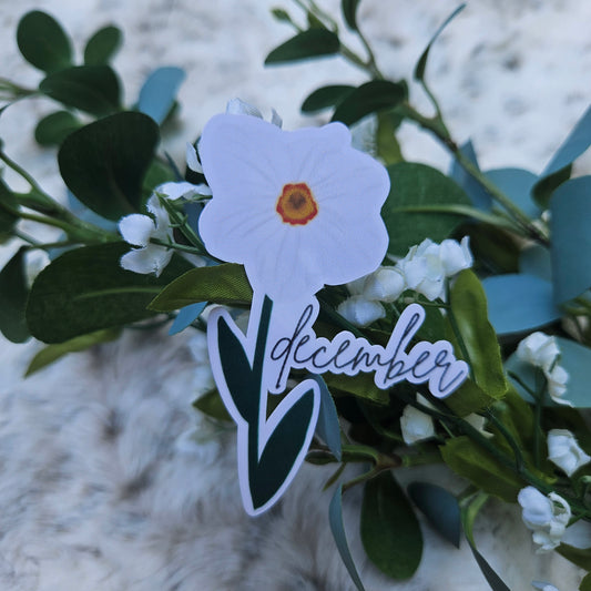 December Birth Flower Sticker