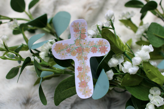 Boho Floral Cross Sticker