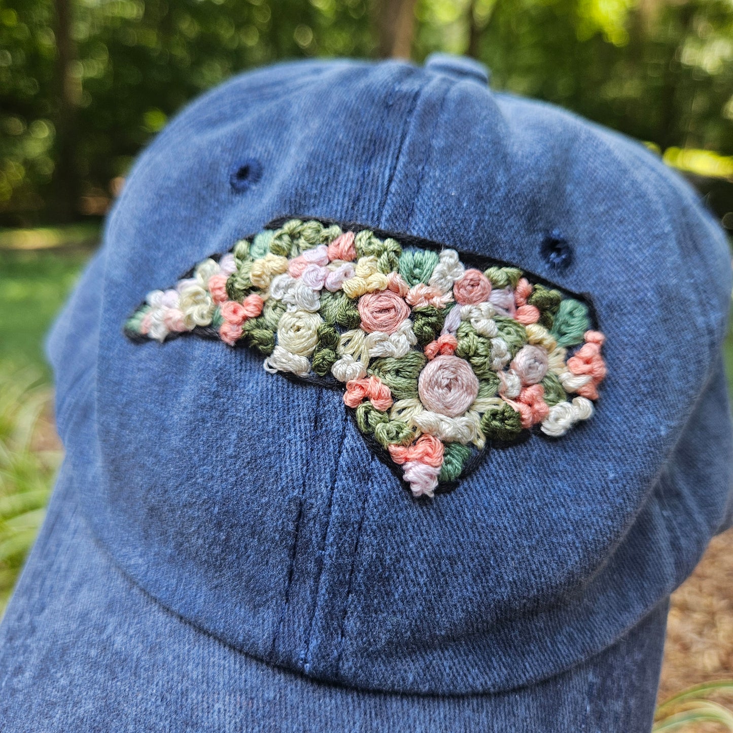 North Carolina Floral Hand Embroidered Hat