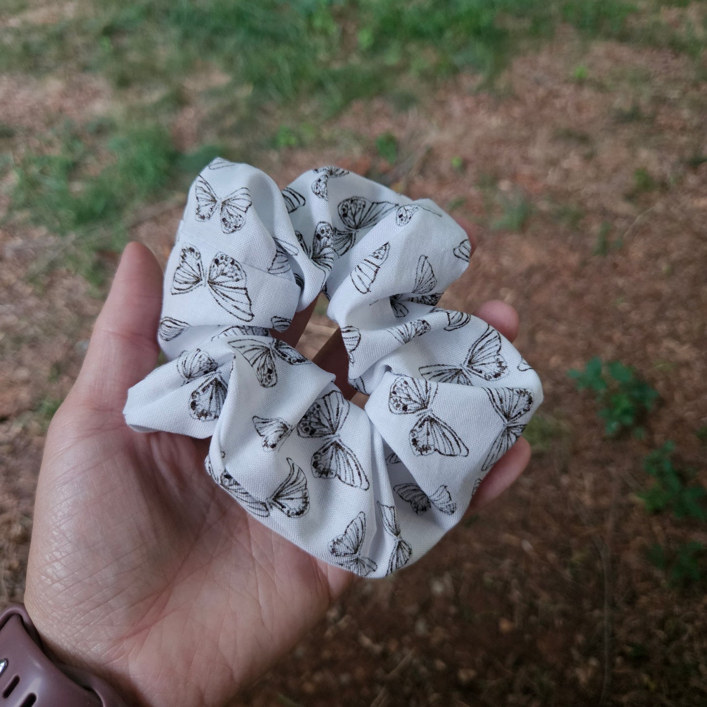 Black and White Butterfly Scrunchie