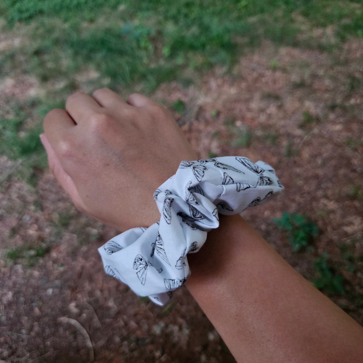 Black and White Butterfly Scrunchie