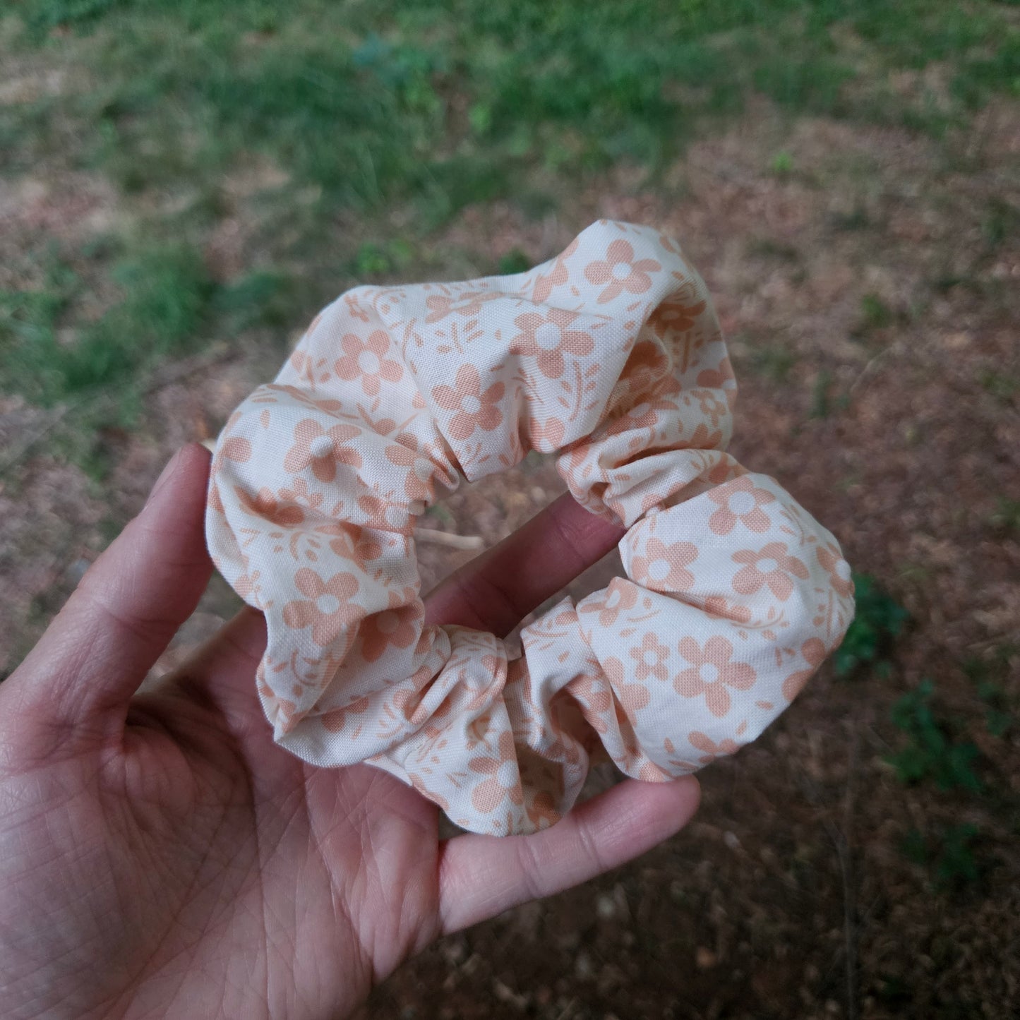 Light Pink Floral Scrunchie