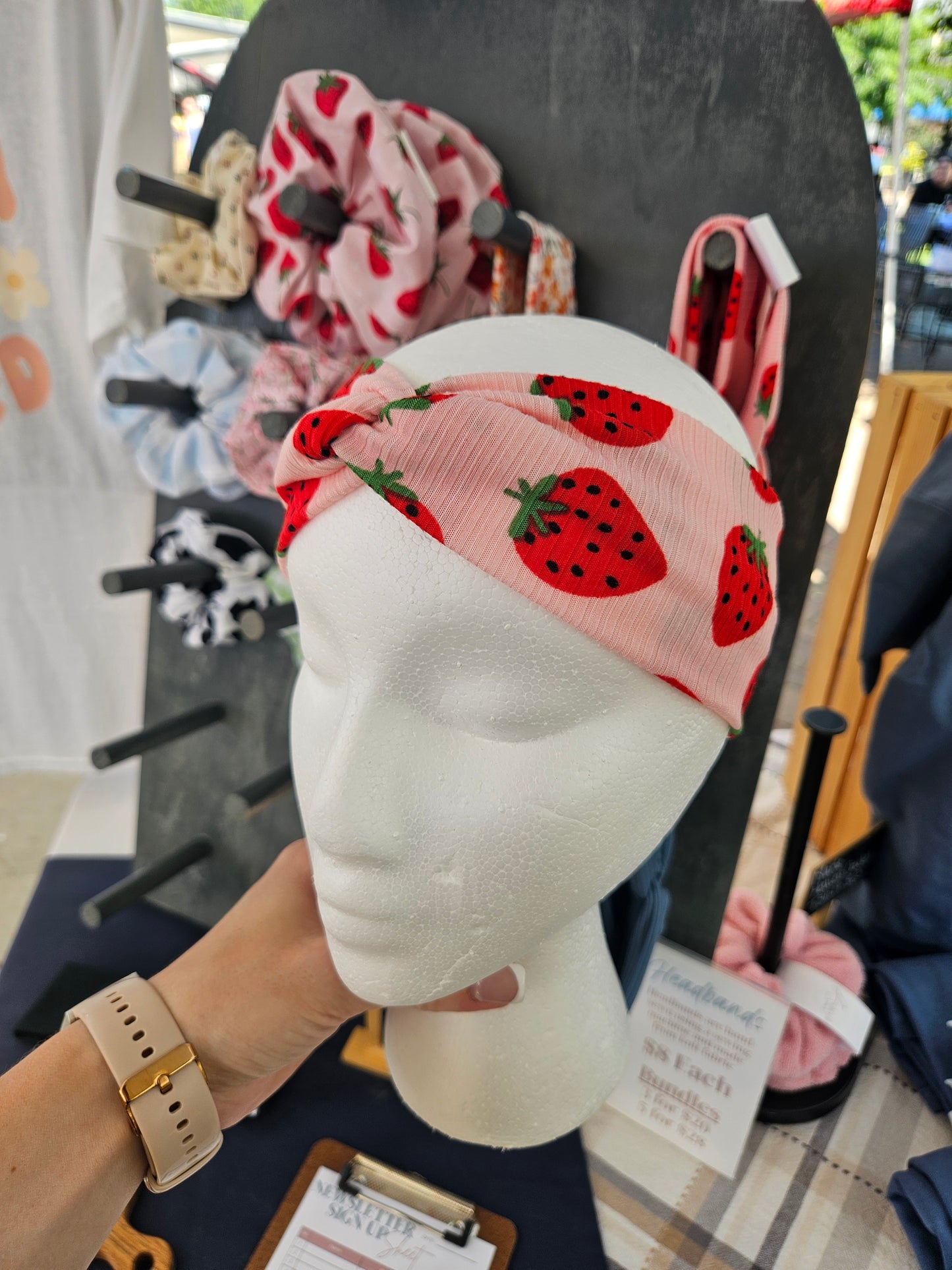 Strawberry Print Headband