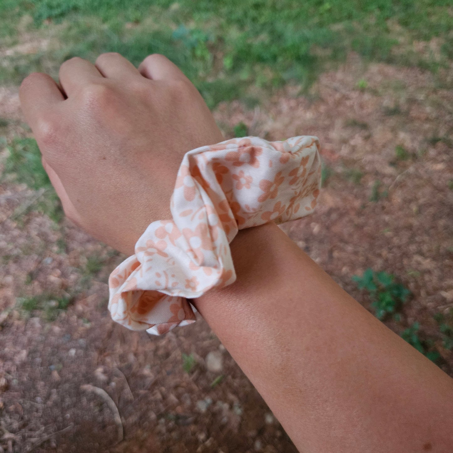 Light Pink Floral Scrunchie