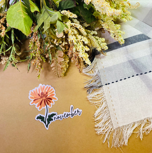 November Birth Flower Sticker